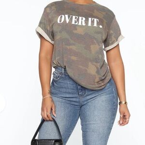 Grab It While You Can Sale
Camo “Over It” Tunic Top - Olive/camo T-Shirt M